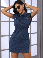 Cap Sleeve Button Down Mini Dress