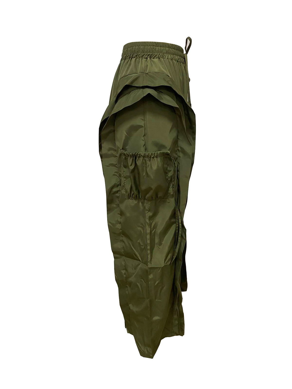 Ruffle Trim Drawstring Wide Leg Pants