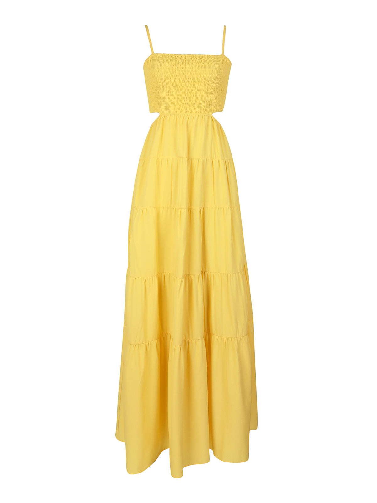 Cutout Smocked Cami Tiered Maxi Dress