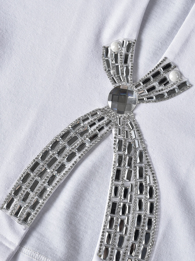 Rhinestone Split Hem Crop Top