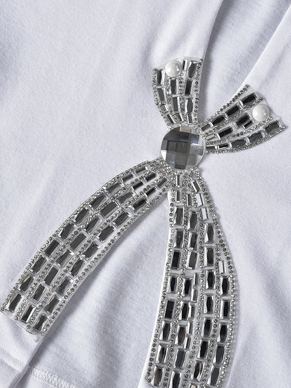 Rhinestone Split Hem Crop Top