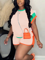Color Block Tee Shorts Set
