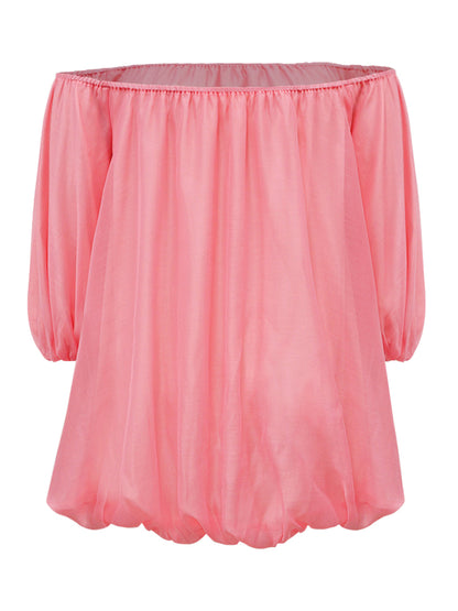 Plus Size Off Shoulder Puff Sleeve Dress