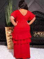 Vestidos largos con capas de volantes y manga corta