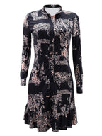 Long Sleeve Ruffle Hem Print Mini Dress