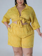 Plus Size Floral Top Shorts Set