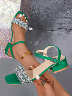 Rhinestone Pearl Strap Sandals