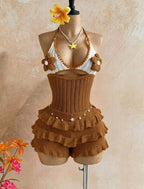 Crochet Flower Halter Backless Romper