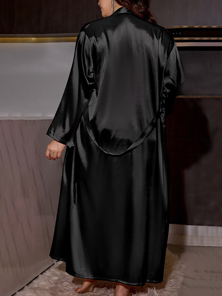 Plus Size Satin Nightgown & Robe Set