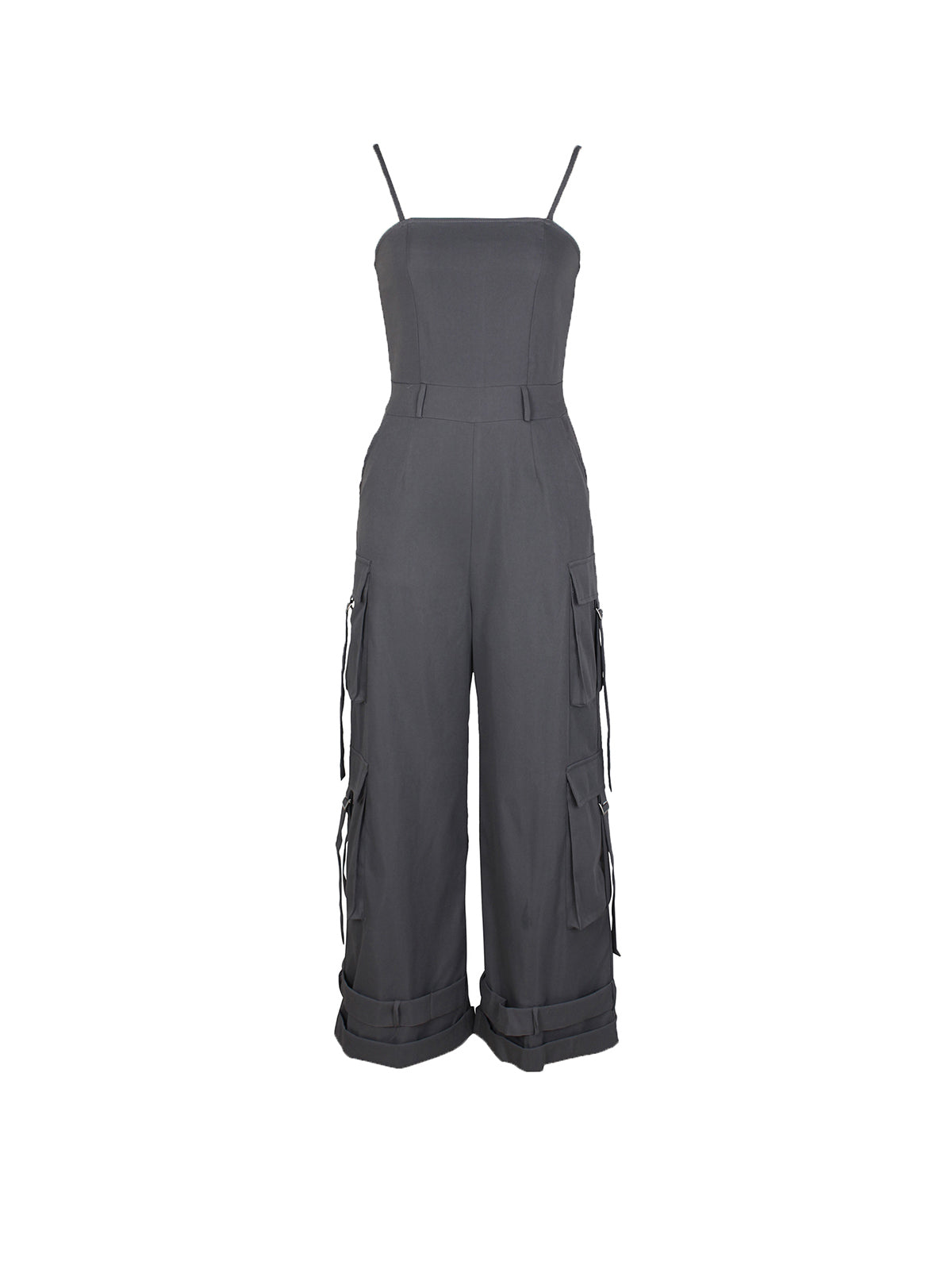 Spaghetti Strap Cargo Wide Leg Jumpsuit