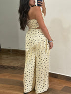Polka Dot Halter Fringe Pants Set