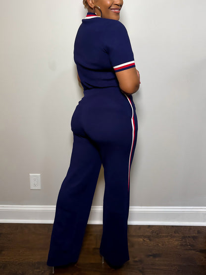 Stripe Top Pants Set