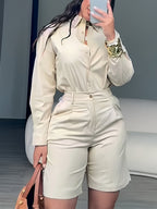 Lapel Shirt Shorts Sets