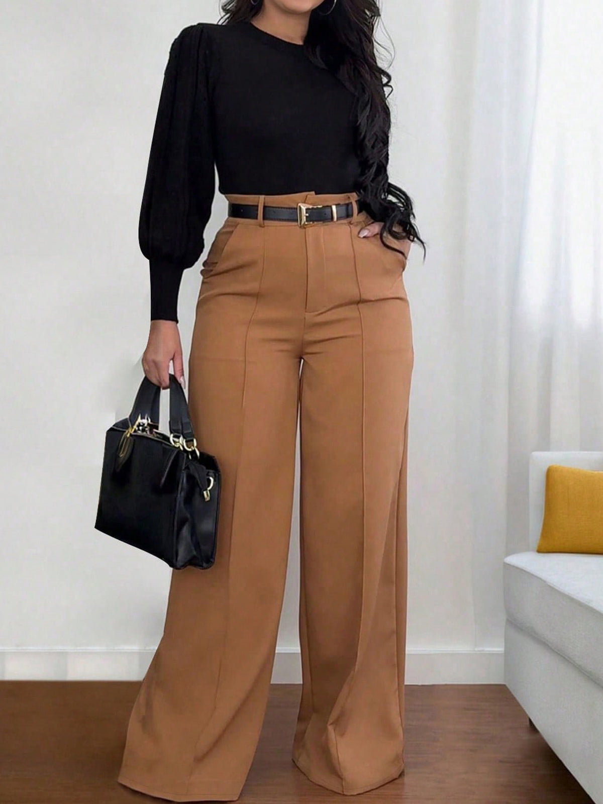 High Waist Straight Leg Pants