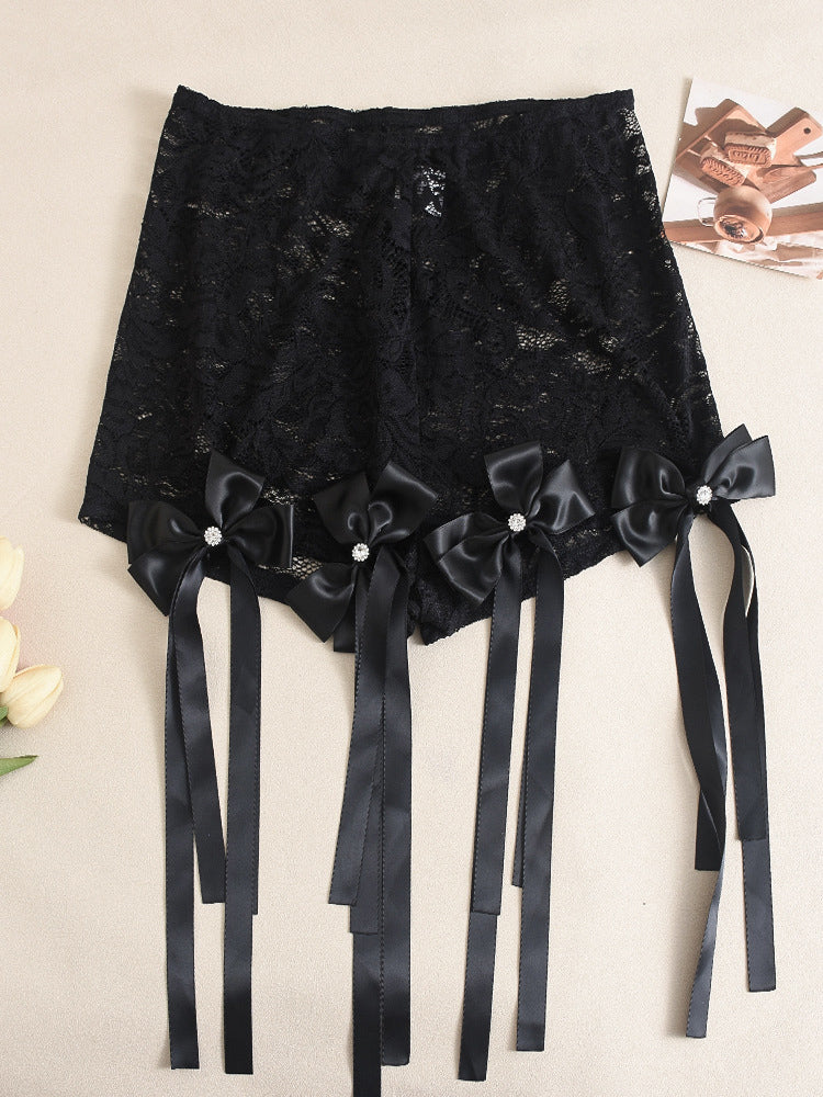 3D Butterfly Print Loose Top & Lace Shorts Set