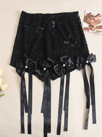 3D Butterfly Print Loose Top & Lace Shorts Set