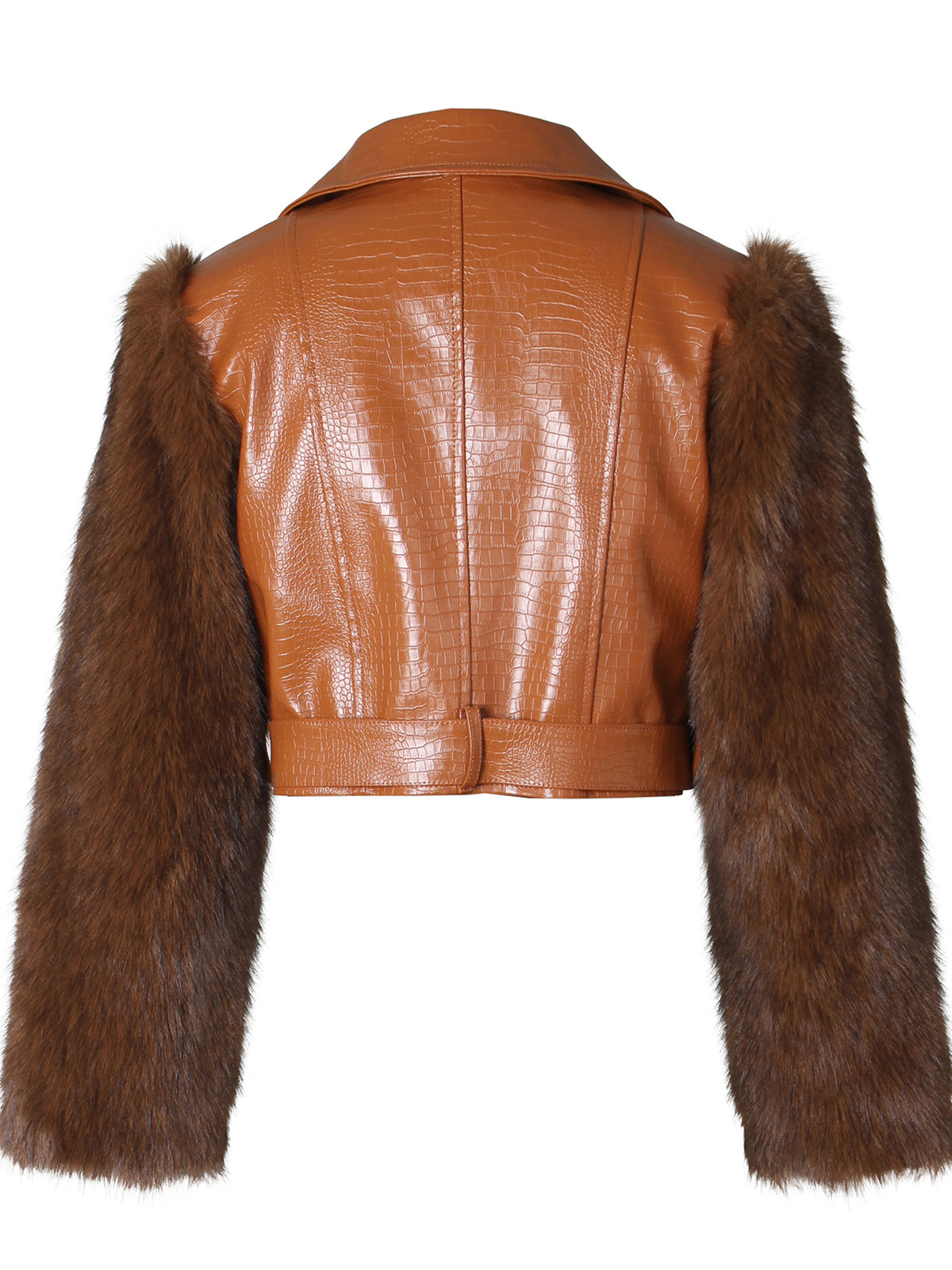 PU Leather Patchwork Moto Jacket
