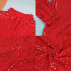 Minivestido camisero de manga larga con lentejuelas brillantes