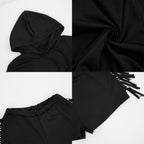 Two Piece Fringe Hooded Shorts Set