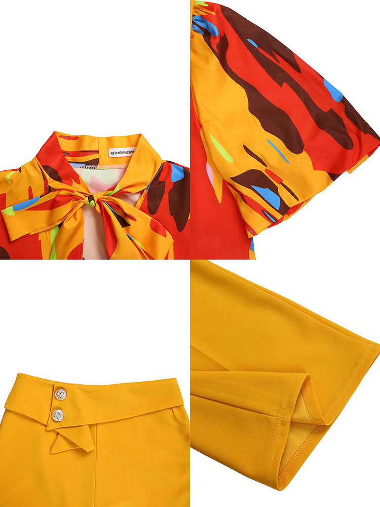 Conjunto de camisa de manga corta y pantalón ancho de talla grande 