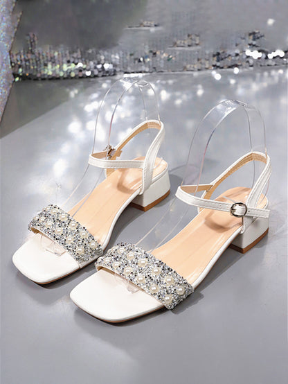 Rhinestone Pearl Strap Sandals