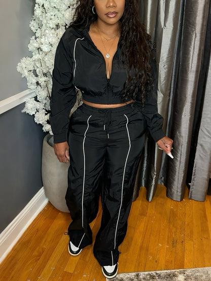 Striped Zip Jacket Pants Set