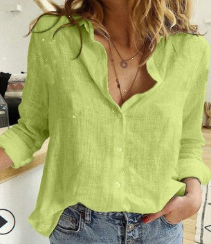 Loose Fit Long Sleeve Linen Shirt