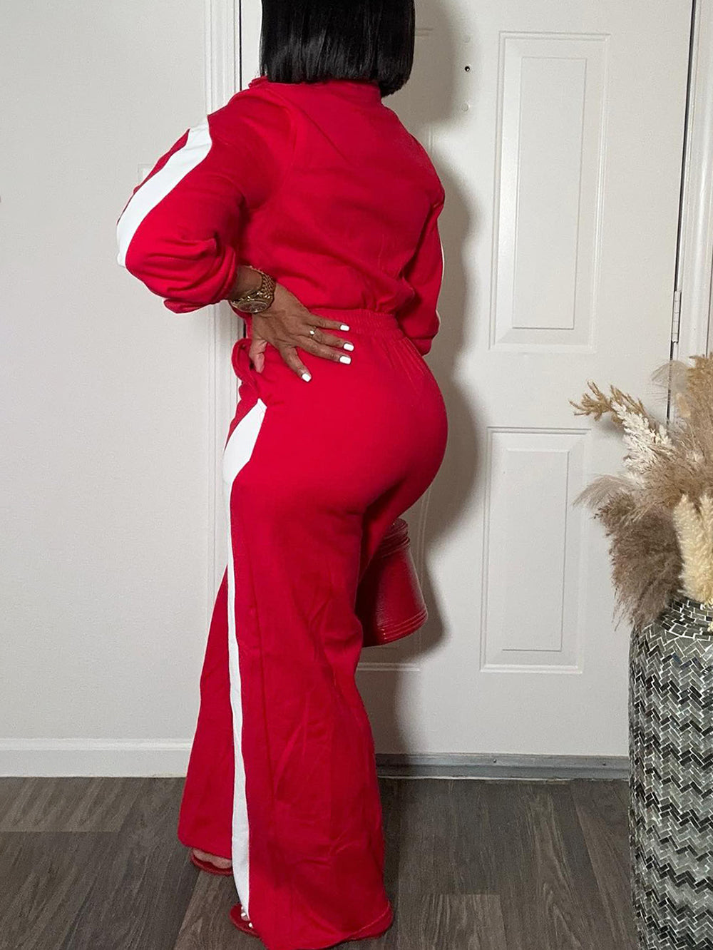 Color Block Half Zip Jumpsuit
