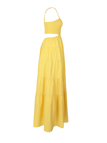 Cutout Smocked Cami Tiered Maxi Dress