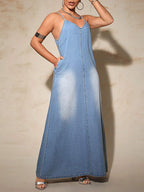 Plus Size Denim Maxi Dress