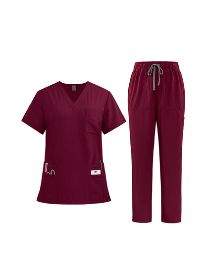 Solid Color Top Straight Leg Pants Set