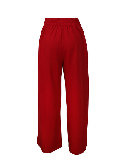 Wide Stripe Elastic Waist Wide Leg Pants