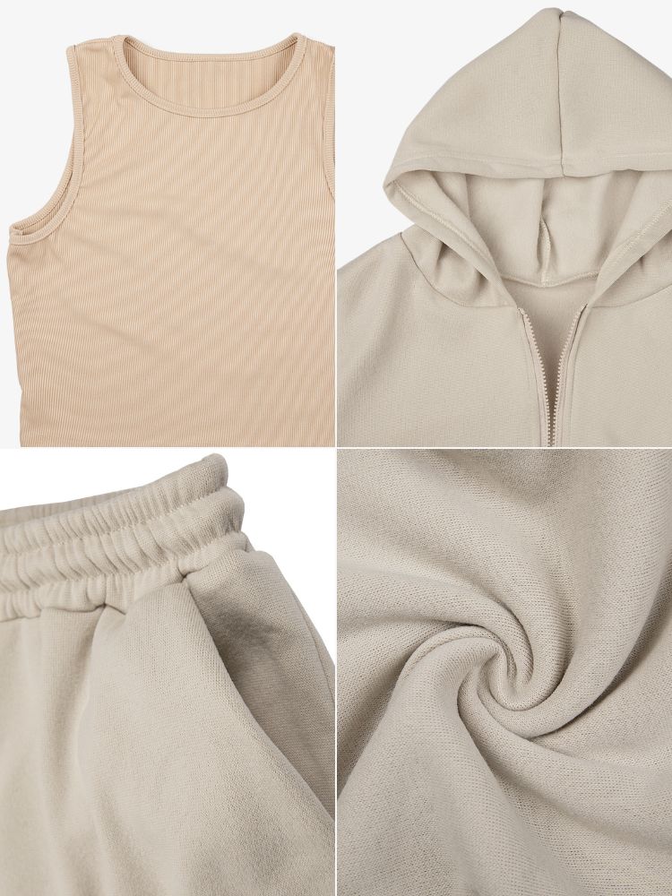 Conjuntos de chaleco, sudadera con capucha y pantalón de tres piezas 