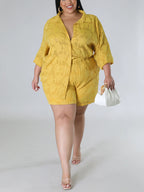 Plus Size Floral Top Shorts Set