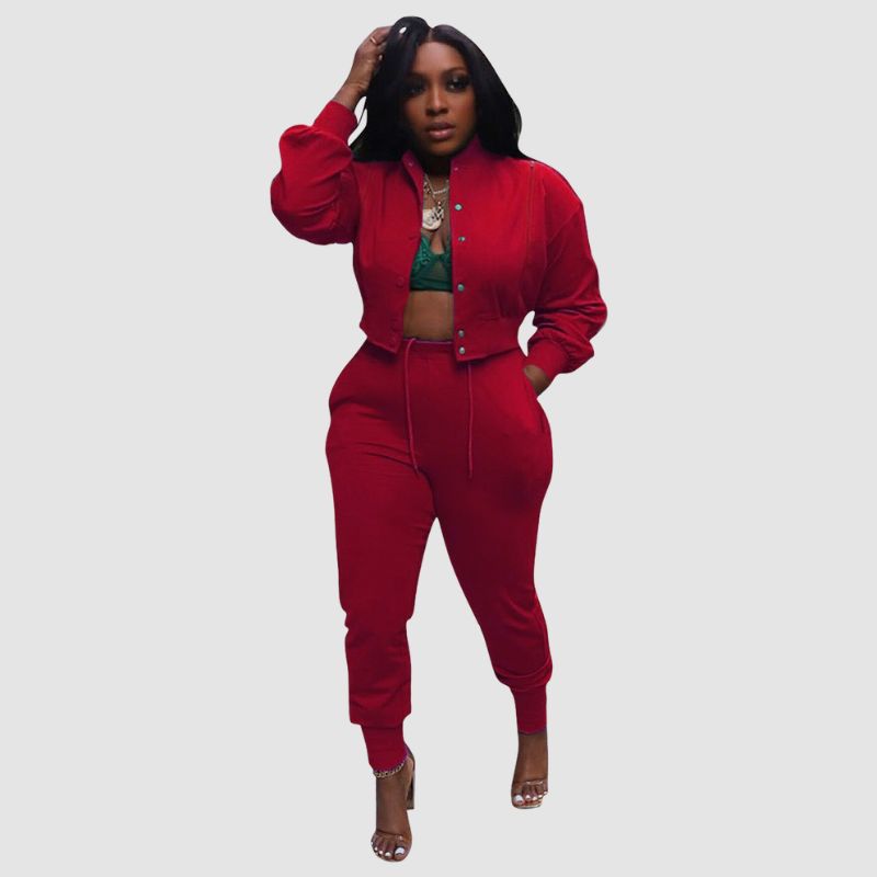 Conjunto de pantalón con cordón y top ahuecado con solapa