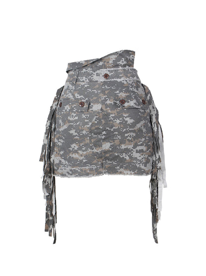 Camouflage Fringe Mini Skirt