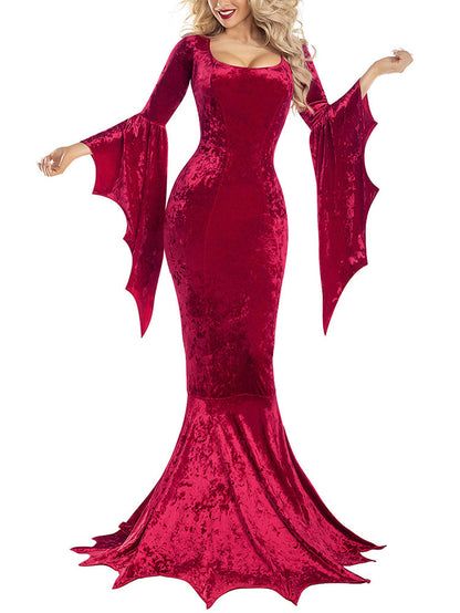 Halloween Costume Velvet Gothic Maxi Dress