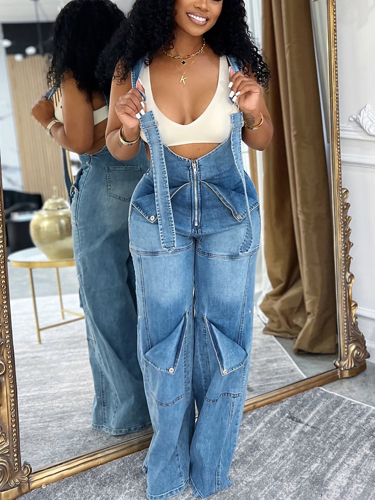 Loose Fit Overalls Denim Jumpsuit