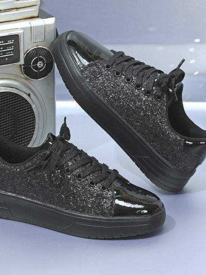 Glitter Lace-Up Sneakers
