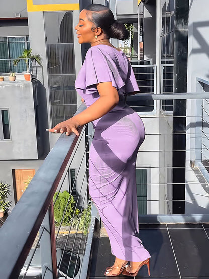 Ruffle Sleeve Crop Top Slit Maxi Skirt Set