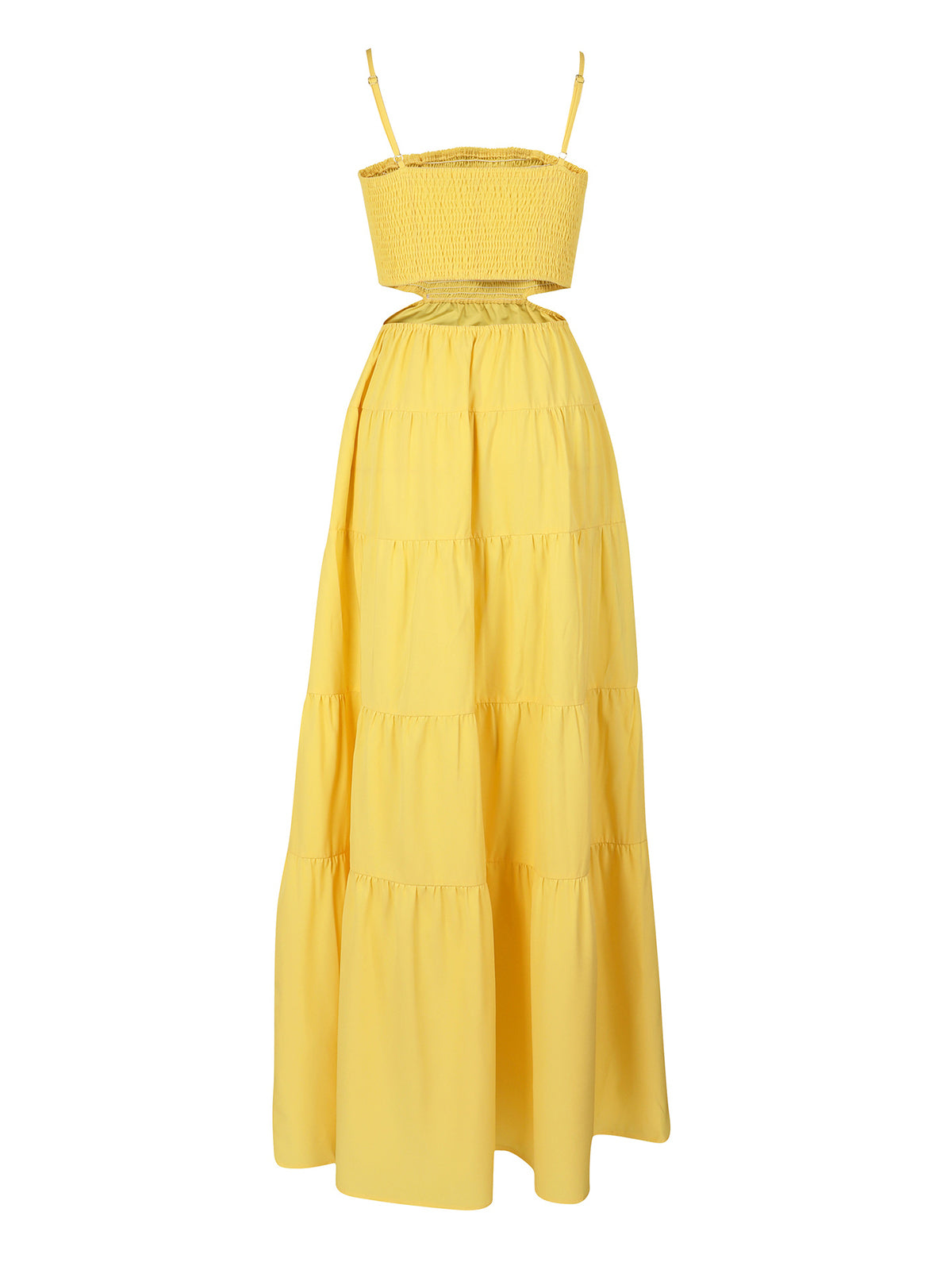 Cutout Smocked Cami Tiered Maxi Dress
