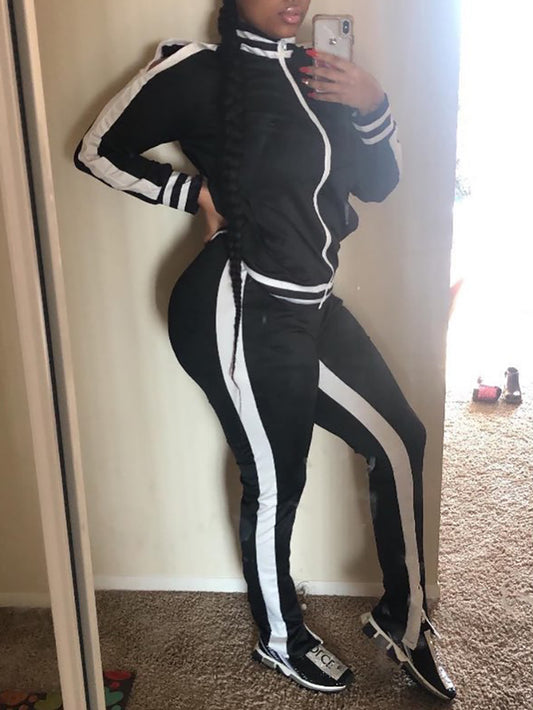 Cold Shoulder Zip-Up Pants Sets