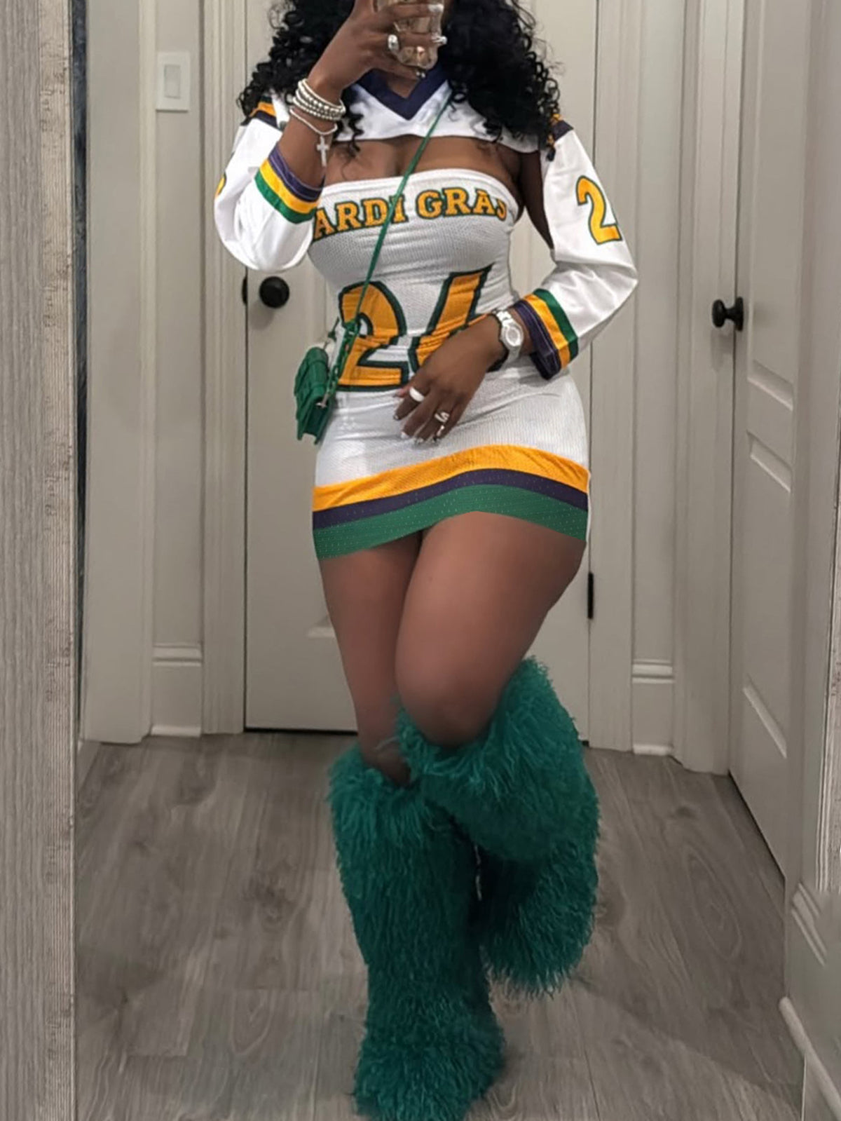 Sporty Letter Print Tube Mini Dress Set