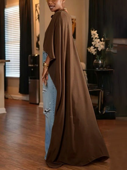 Mesh Batwing Sleeve Cloak Top
