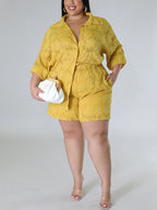 Plus Size Floral Top Shorts Set