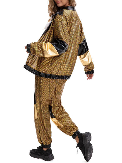 Halloween 80s Disco Glitter Jacket Pants Sets