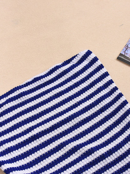 Stripe Tube Crop Top Shorts Set