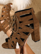 Peep Toe Cutout Heel Sandal Boots