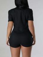Short Sleeve Zip Utility Cargo Romper