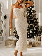 Beaded Mermaid Hollow Out Maxi Dress